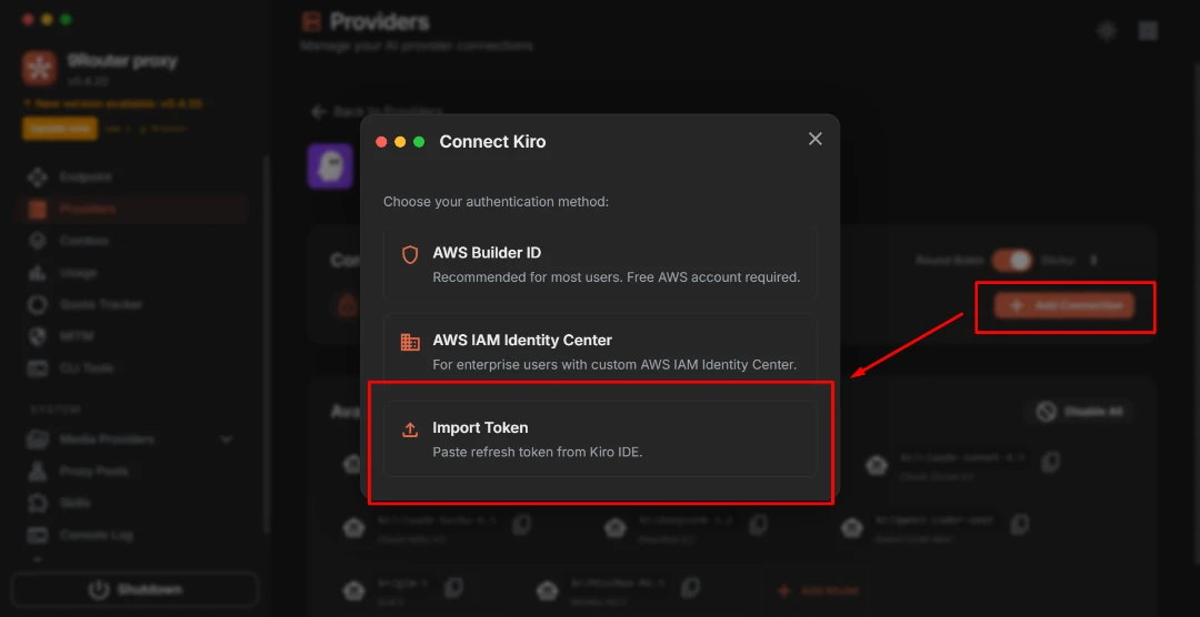 Add Account dan pilih Import Token