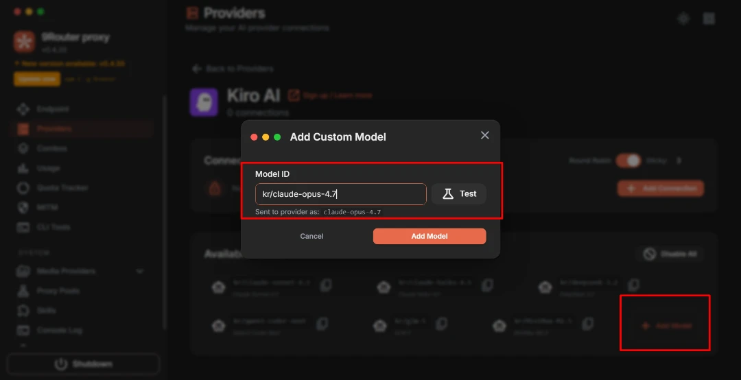 Add Model di Kiro AI